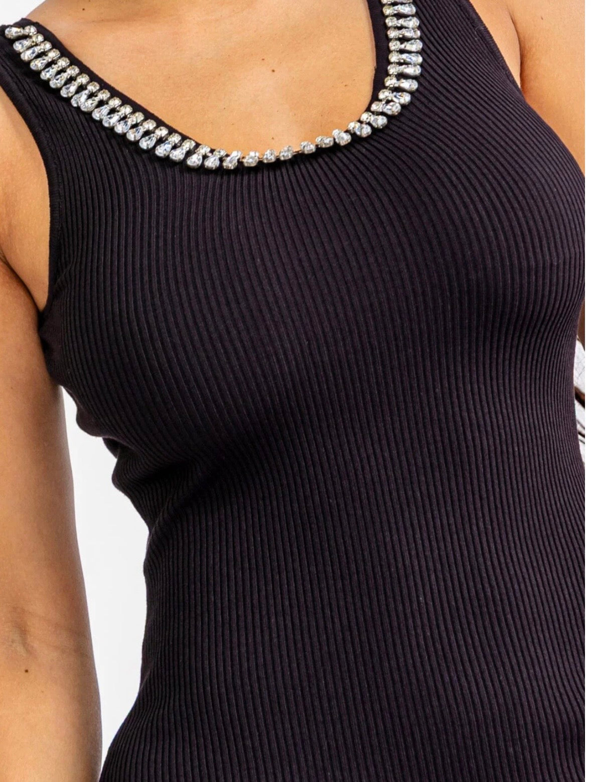 Sleeveless Studded Detailed Ribbed Bodycon Mini Dress