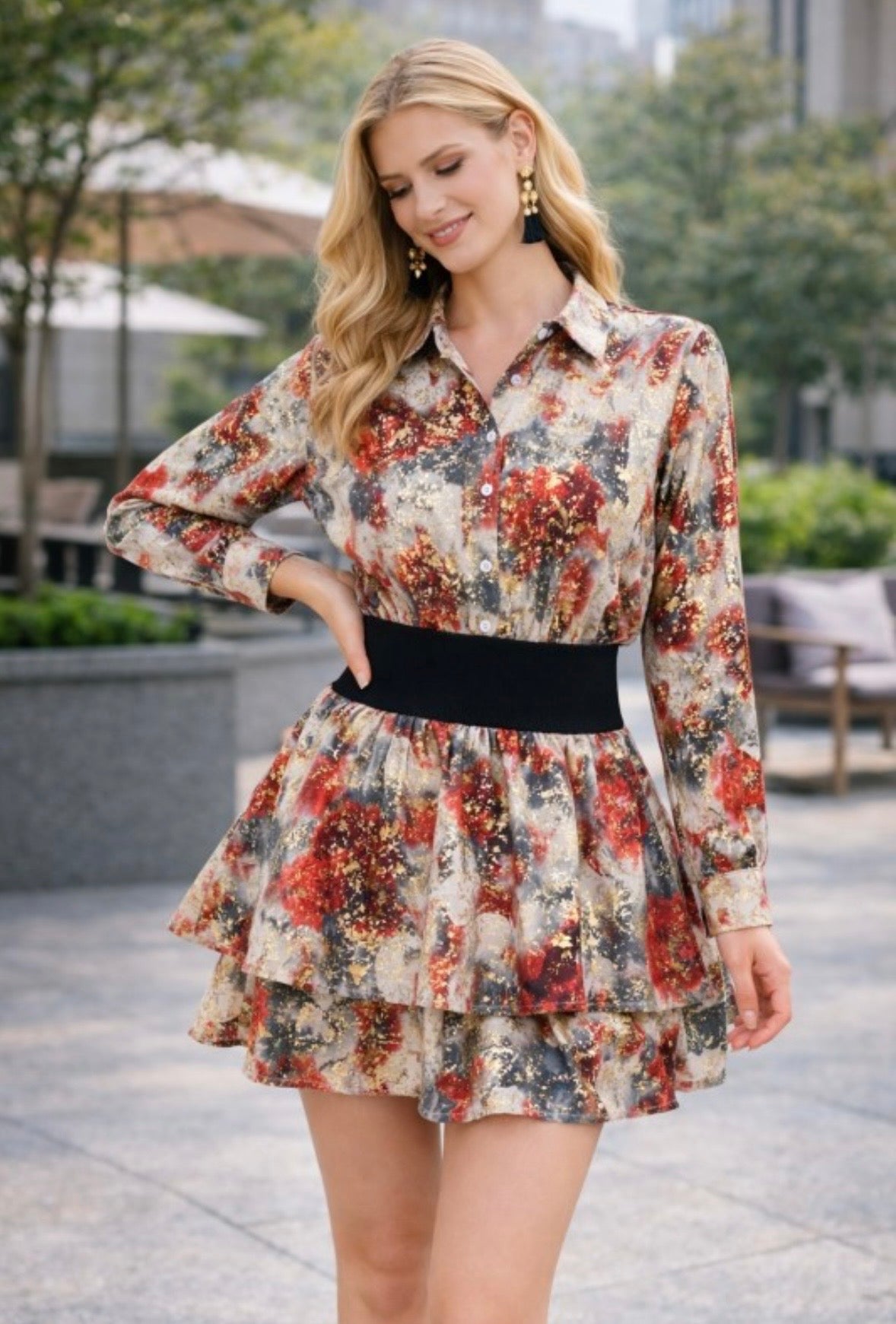 Asymmetrical Floral Print Dress