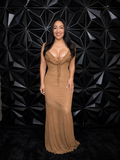 V Neck Cami Tie Front Keyhole Asymmetrical Tiered Dress