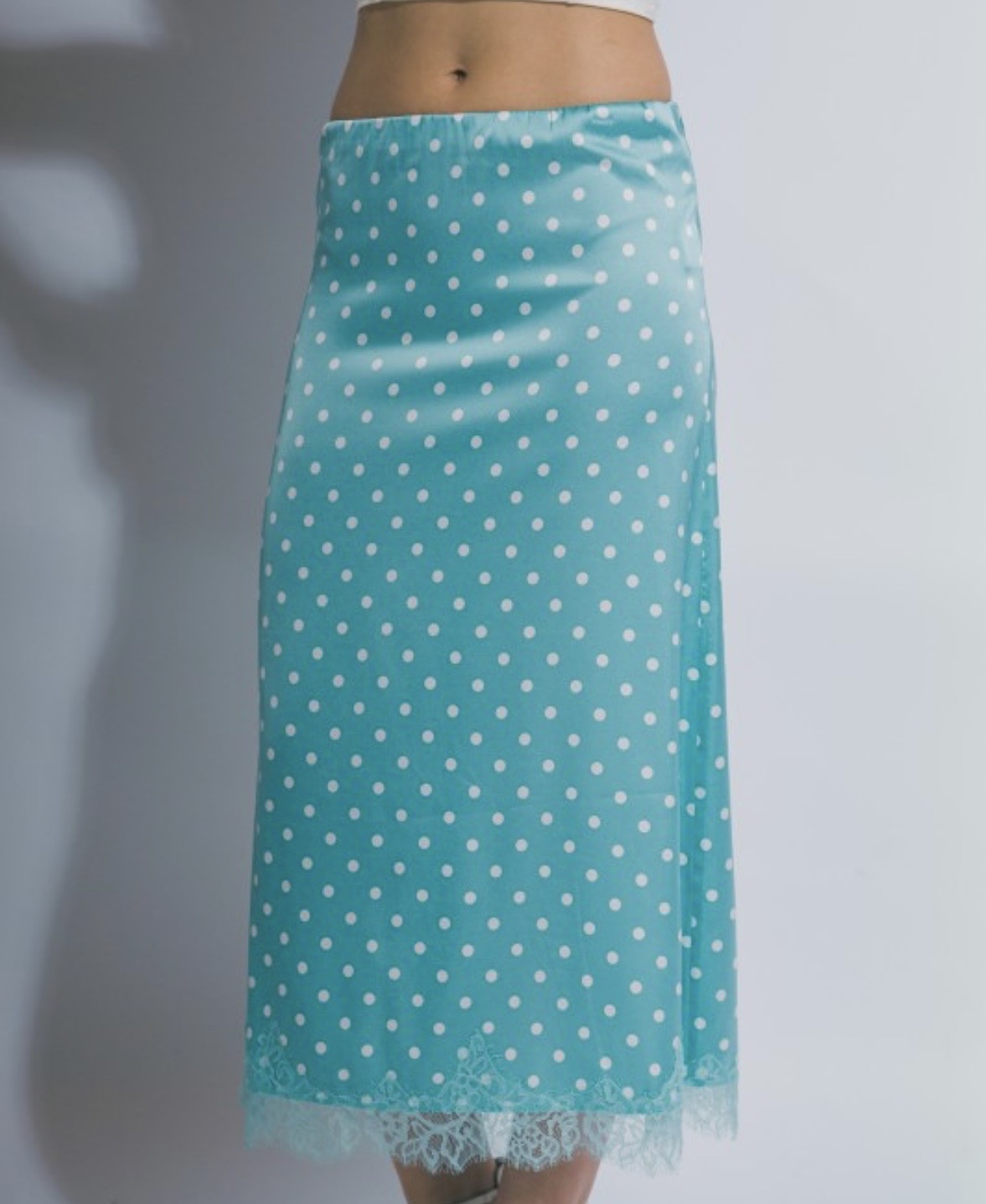 Teal Ocean Polka Dot Midi Skirt