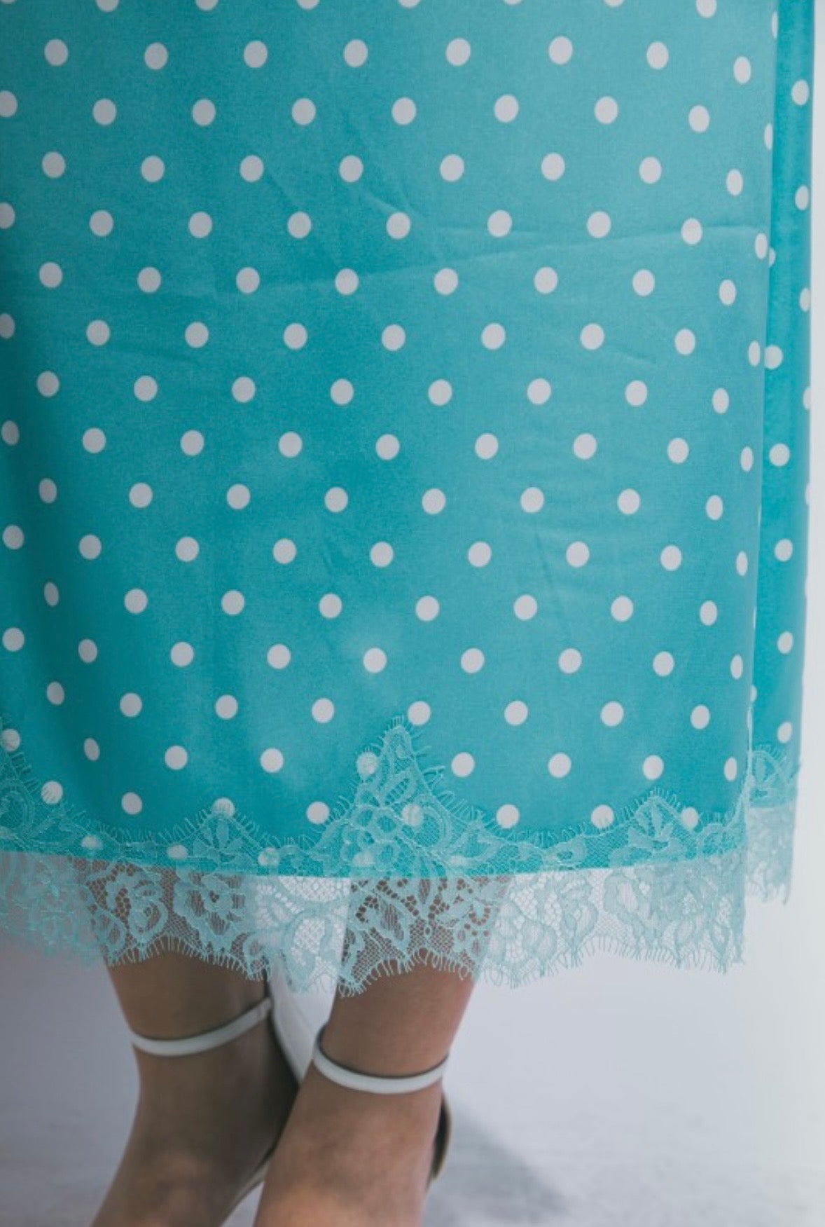 Teal Ocean Polka Dot Midi Skirt