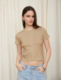 Scalloped Short Sleeve Button Down Knit Cardigan