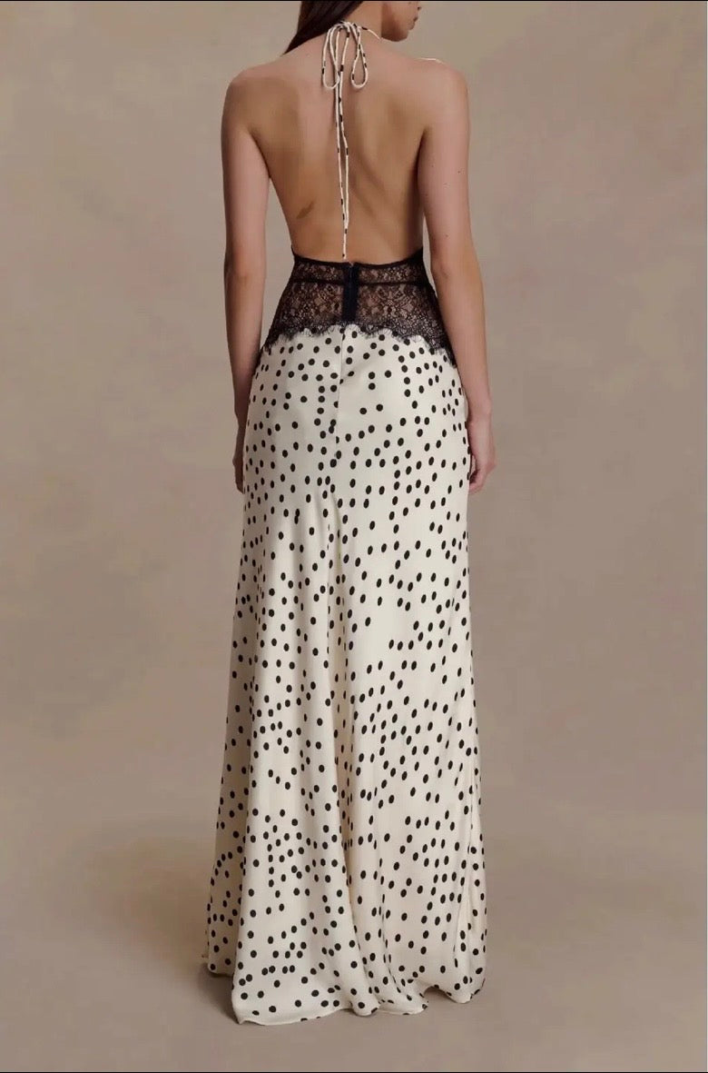 Polka Dot Lace Maxi Dress