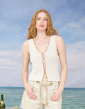 Contrast Keyhole Knit Sweater Vest