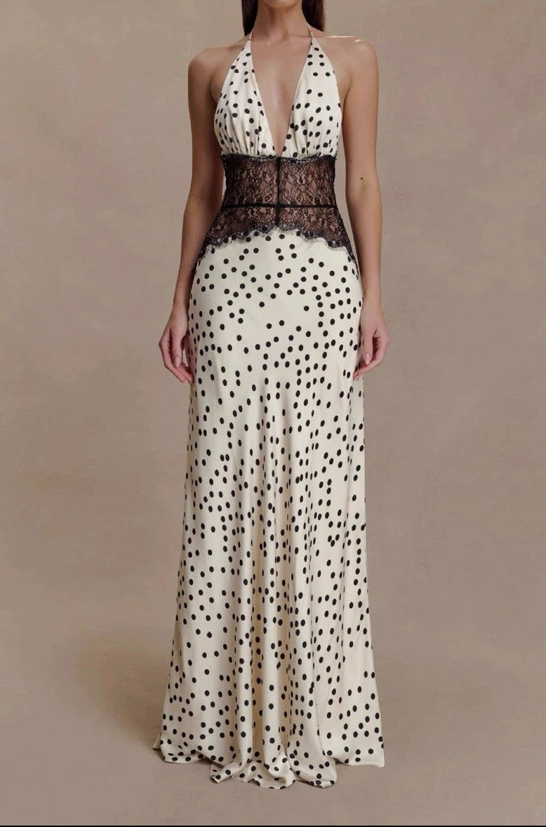 Polka Dot Lace Maxi Dress