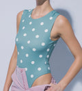 Round Neck Polka Dot Bodysuit - Mint Green
