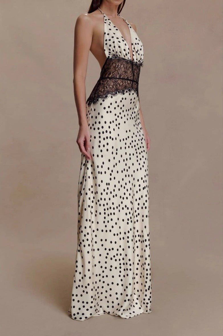 Polka Dot Lace Maxi Dress