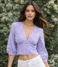 Deep V-Neck Eyelet Top