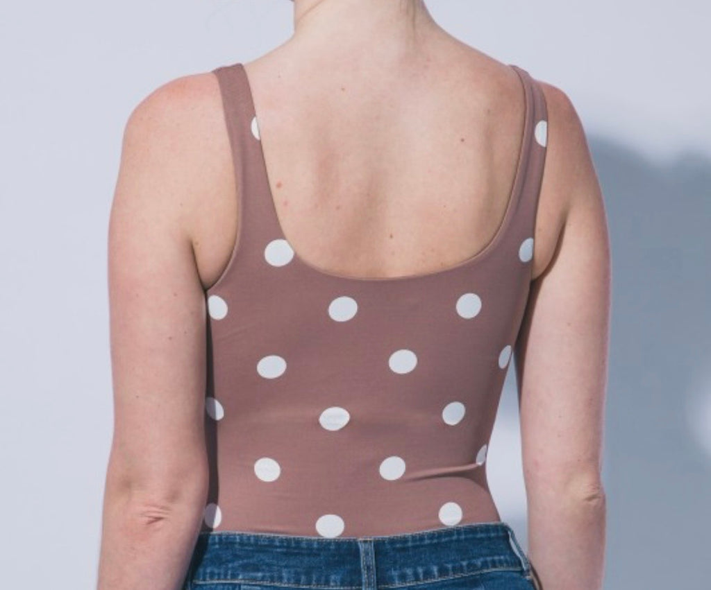 Mocha Square Neck Polka Dot Bodysuit