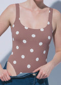 Mocha Square Neck Polka Dot Bodysuit