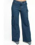Mid-Rise Cargo Denim Pants