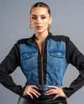 Denim Cropped Rider Jacket