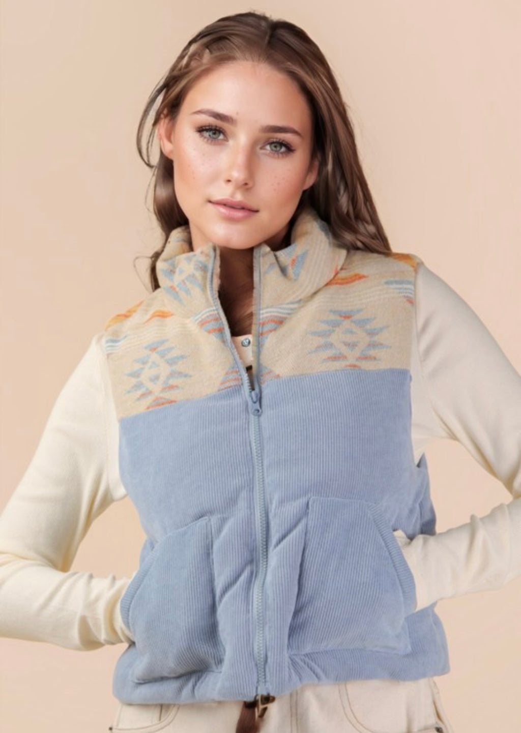 Aztec Corduroy Puffer Vest