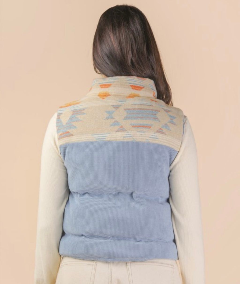 Aztec Corduroy Puffer Vest