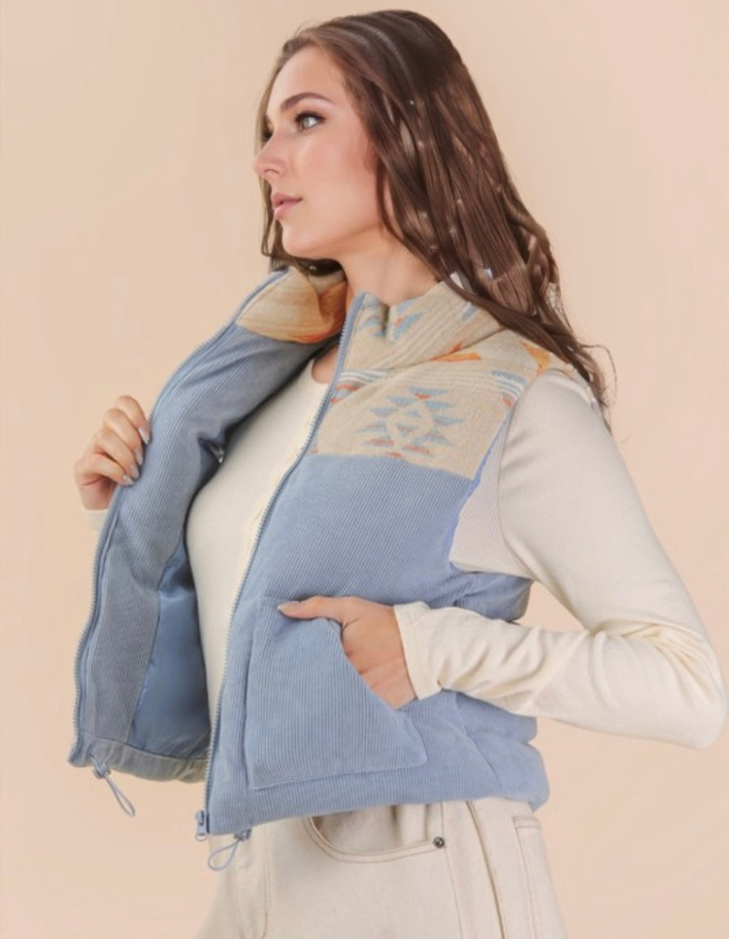 Aztec Corduroy Puffer Vest