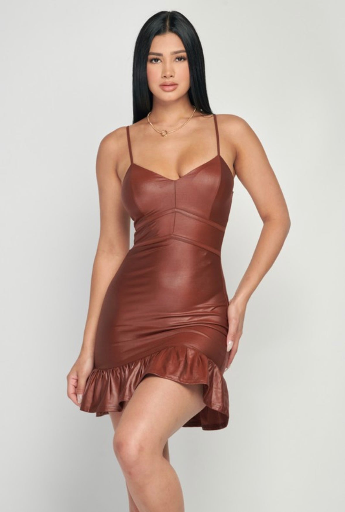 Lux Coating Ruffled Sleeveless Mini Dress
