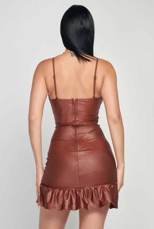 Lux Coating Ruffled Sleeveless Mini Dress