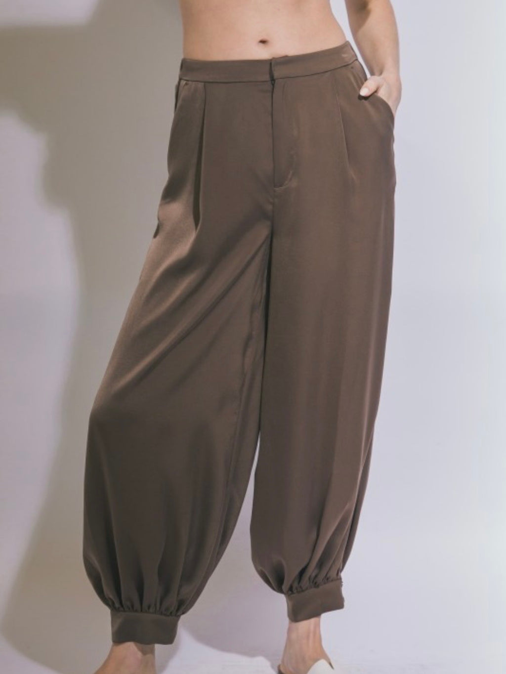Silk Pleated Balloon Pants